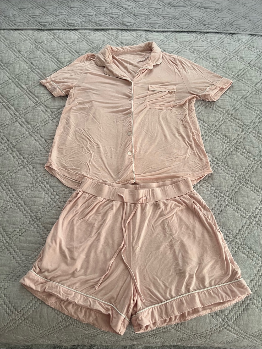 Short Sleeve Bamboo-Blend Pajama Set in Light Pink - Picture 4 of 4